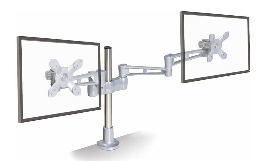 Brazo dual de escritorio ajustable en altura de aluminio para monitor de 17-32 pulgadas